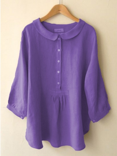 Casual Long Sleeve Sweet Solid Blouse STYLESIMO.com