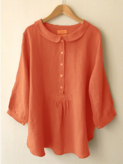 Casual Long Sleeve Sweet Solid Blouse YOUYOUFASHIONEC.com