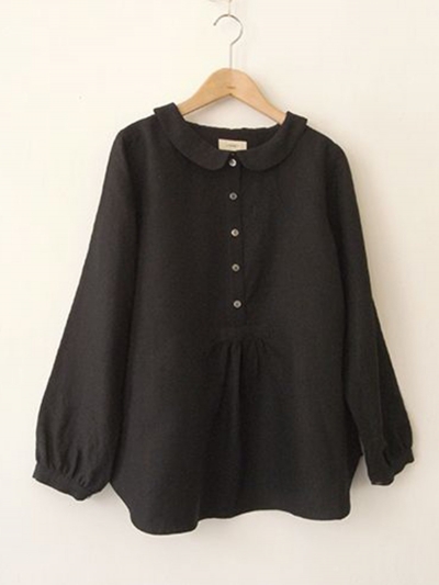 Casual Long Sleeve Sweet Solid Blouse YOUYOUFASHIONEC.com