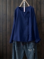 front-button-crew-neck-long-sleeve-casual-blouses