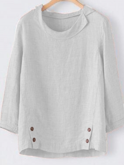 Casual 3/4 Sleeve Buttoned Shirts & Blouse YOUYOUFASHIONEC.com