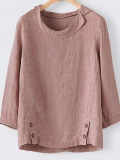 Casual 3/4 Sleeve Buttoned Shirts & Blouse YOUYOUFASHIONEC.com