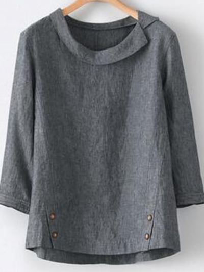 Casual 3/4 Sleeve Buttoned Shirts & Blouse YOUYOUFASHIONEC.com