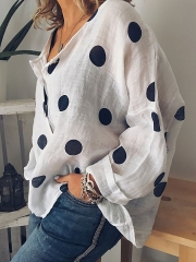 Buttoned Long Sleeve Casual Blouse