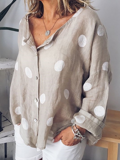 Buttoned Long Sleeve Casual Blouse STYLESIMO.com