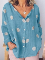 Buttoned Long Sleeve Casual Blouse