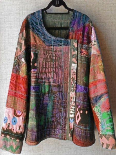 Plus Size U Neck Abstract Casual Blouse STYLESIMO.com