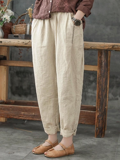 Solid Color Loose Plus Size Harem Pants with Pockets STYLESIMO.com