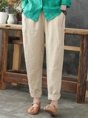 Solid Color Loose Plus Size Harem Pants with Pockets