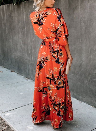 wildflower satin kimono maxi dress