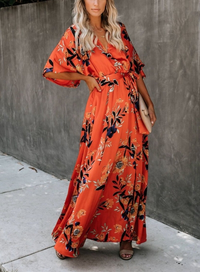 satin kimono maxi dress