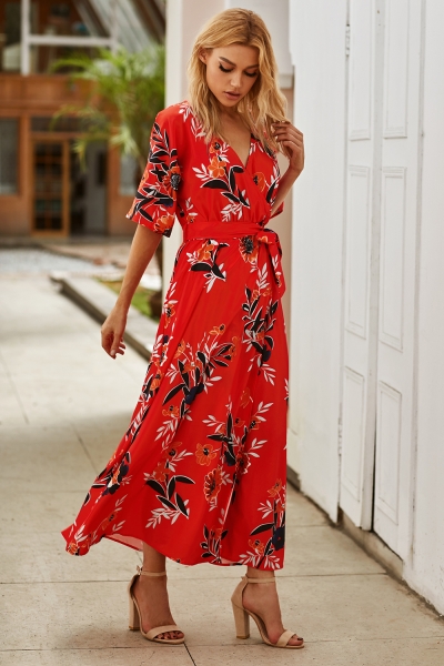 wildflower satin kimono maxi dress