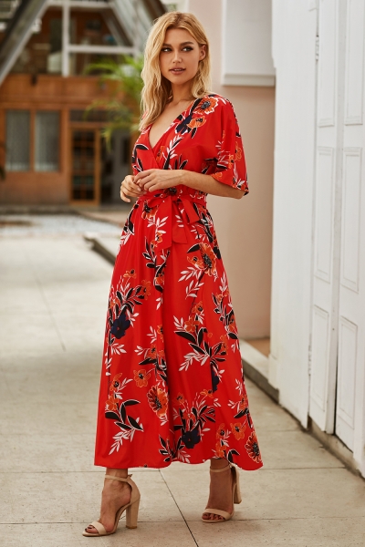 wildflower satin kimono maxi dress