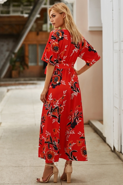 wildflower satin kimono maxi dress