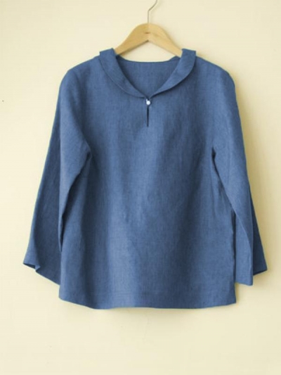 Casual Round Neck Long Sleeve Solid Blouse STYLESIMO.com