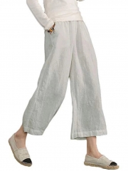 Casual Linen Pockets Bottoms