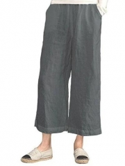 Casual Linen Pockets Bottoms