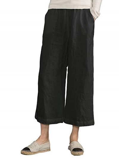 Casual Linen Pockets Bottoms YOUYOUFASHIONEC.com