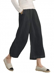 Casual Linen Pockets Bottoms