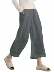 Casual Linen Pockets Bottoms