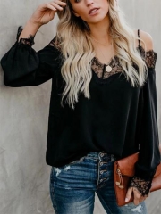 LACE COLD SHOULDER BLOUSE - WHITE