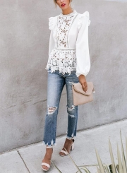 PURSUIT OF BEING CROCHET LACE PEPLUM BLOUSE