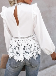 PURSUIT OF BEING CROCHET LACE PEPLUM BLOUSE