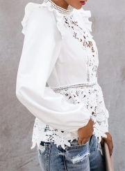 PURSUIT OF BEING CROCHET LACE PEPLUM BLOUSE