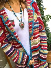 Multicolor Tribal Long Sleeve Sweater
