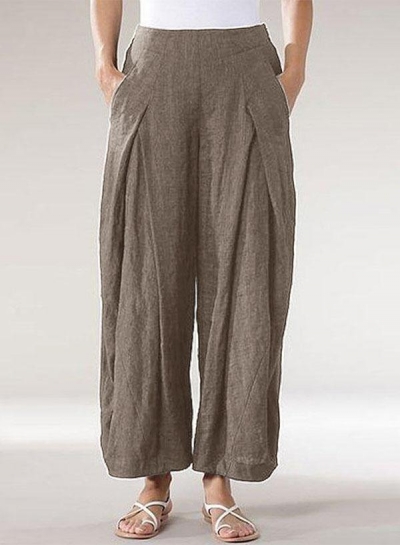 Vintage Elastic Waist Wide Legs Loose Pants YOUYOUFASHIONEC.com