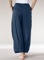 Vintage Elastic Waist Wide Legs Loose Pants