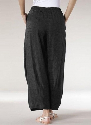 Vintage Elastic Waist Wide Legs Loose Pants