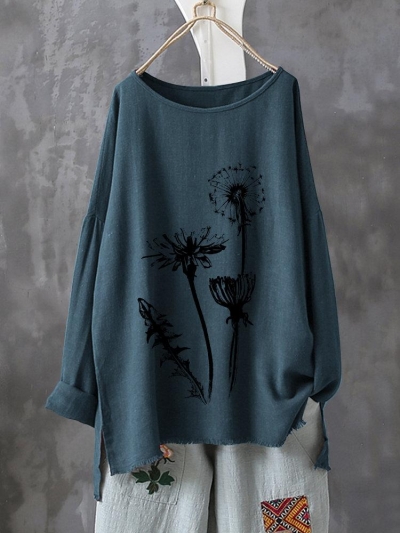 Casual Print Flower Long Sleeve Autumn Shirt YOUYOUFASHIONEC.com