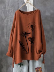 Casual Print Flower Long Sleeve Autumn Shirt