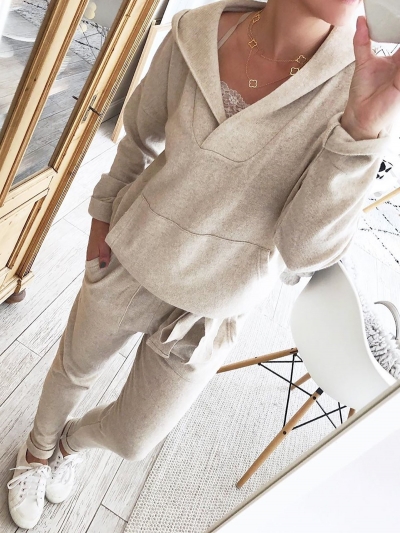 Hoodie Knitted Two Pieces Pants Sets Suits YOUYOUFASHIONEC.com