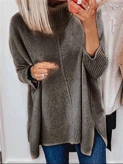 Autumn Winter Plus Size Turtleneck Long Sleeve Knitted Sweater