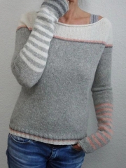 Color-Block Long Sleeve Crew Neck Sweater