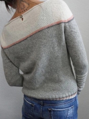 Color-Block Long Sleeve Crew Neck Sweater