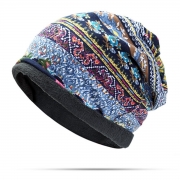 Useful Cotton Print Stripe Beanie Hat Outdoor Windproof For Both Head And Neck Warmer Snow Hat