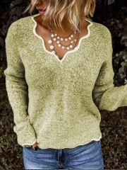 Casual V Neck Long Sleeve Women's Sweaters