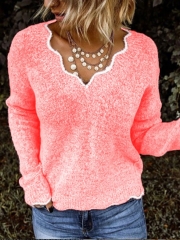 Casual V Neck Long Sleeve Women's Sweaters