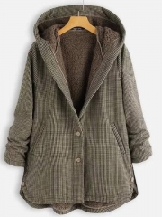 Buttoned Hoodie Casual Cotton-Blend Outerwear