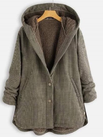 Buttoned Hoodie Casual Cotton-Blend Outerwear STYLESIMO.com