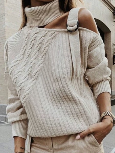 Plus Size Plain Long Sleeve Casual Sweater STYLESIMO.com